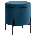 Синий пуф на черных ножках SANJAY варинант исполнения - 1 | Loft Concept в Самаре