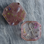 Шкатулка из эпоксидной смолы с цветами розовая Epoxy Resin Square Box Pink варинант исполнения - 2 | Loft Concept в Самаре