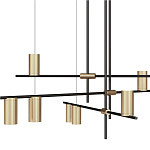 Люстра с 9-ю цилиндрическими плафонами цвета латунь TRIBES CHANDELIER варинант исполнения - 2 | Loft Concept в Самаре