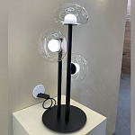 Настольная лампа с тремя прозрачными куполообразными плафонами и черным металлическим основанием Flos Wireline Lighting варинант исполнения - 5 | Loft Concept в Самаре