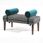 Банкетка Banquette PIED DE POULE с принтом гусиная лапка и синими подлокотниками  варинант исполнения - 2 | Loft Concept в Самаре