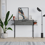 Консоль напольная серая с выдвижным ящиком и 2-мя полками с белой столешницей OTIS CONSOLE RETRO GRAY варинант исполнения - 1 | Loft Concept в Самаре