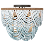 Круглый потолочный светильник с подвесками из круглых деревянных бусин Ombre Wooden Beads Blue Ceiling Lamp варинант исполнения - 2 | Loft Concept в Самаре