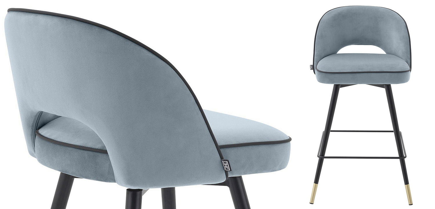 Комплект полубарных стульев Eichholtz Counter Stool Cliff set of 2 blue Комплект полубарных стульев Eichholtz Counter Stool Cliff set of 2 blue - Loft-Concept в Самаре