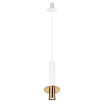 Подвесной светильник с узким цилиндрическим плафоном и золотым металлическим декором Concrete Pipe варинант исполнения - 11 | Loft Concept в Самаре