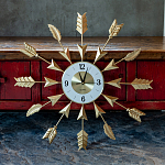 Часы настенные золотые из металла с декором в виде стрел Current Time варинант исполнения - 2 | Loft Concept в Самаре