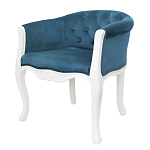 Кресло низкое в стиле прованс Louis French Armchair white and blue velour варинант исполнения - 3 | Loft Concept в Самаре