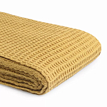 Плед из шерсти цвета охры с бахарамой Waffle Comfort варинант исполнения - 3 | Loft Concept в Самаре