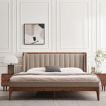 Кровать двуспальная с мягким изголовьем Moon Walnut Bed варинант исполнения - 3 | Loft Concept в Самаре