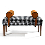 Банкетка Banquette PIED DE POULE Orange с принтом гусиная лапка Оранжевые валики варинант исполнения - 1 | Loft Concept в Самаре