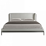 Кровать двуспальная серая с мягким изголовьем из экокожи и ткани Modern Look варинант исполнения - 3 | Loft Concept в Самаре