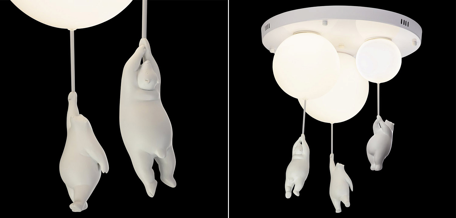 Потолочный светильник Teddy Trio мишка на шаре - Loft-Concept в Самаре