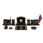 Настольный письменный набор с часами из природного камня обсидиана  Gift for Manager варинант исполнения - 1 | Loft Concept в Самаре