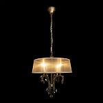 Люстра подвесная круглая с тканевым полупрозрачным абажуром и подвесками 4 лампы Gilded Elegance варинант исполнения - 1 | Loft Concept в Самаре