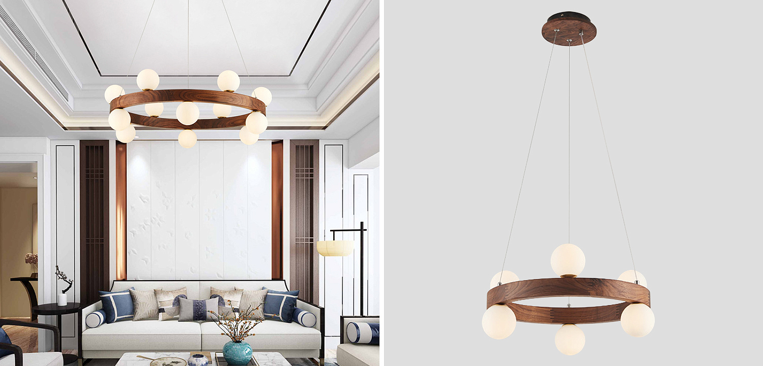 Люстра из дерева с белыми плафонами GRAND Wooden Chandelier Люстра из дерева с белыми плафонами GRAND Wooden Chandelier - Loft-Concept в Самаре