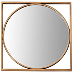 Круглое  зеркало в квадратной раме из металла Coste Mirror варинант исполнения - 1 | Loft Concept в Самаре