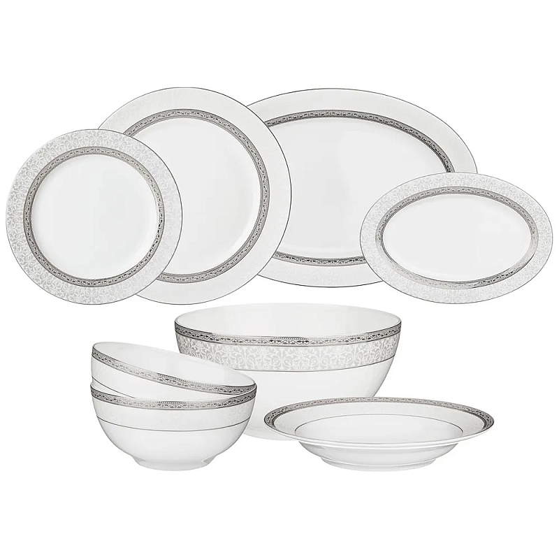 Обеденный сервиз белого цвета из фарфора на 6 персон 23 предмета Royal Porcelain Collection Белый Серый Обеденный сервиз белого цвета из фарфора на 6 персон 23 предмета Royal Porcelain Collection Белый Серый в Самаре | Loft Concept