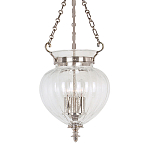 Подвесной светильник цвета никель с прозрачным ребристым стеклянным плафоном в классическом стиле Elstead Lighting варинант исполнения - 1 | Loft Concept в Самаре