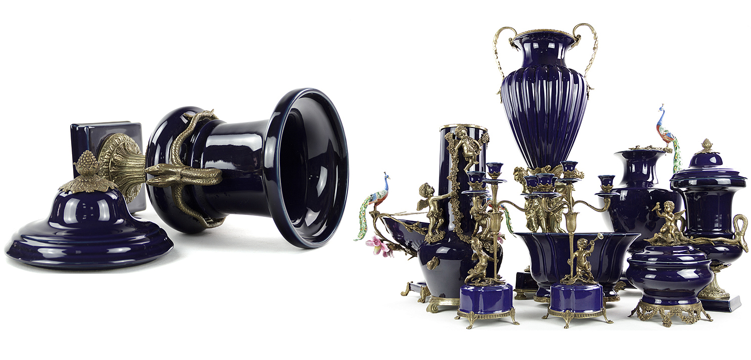 Ваза Selenia Blue Vase Bronze Serpents Ваза Selenia Blue Vase Bronze Serpents - Loft-Concept в Самаре