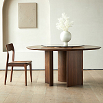 Стол обеденный круглый с двойной столешницей Walnut Wood Table варинант исполнения - 9 | Loft Concept в Самаре