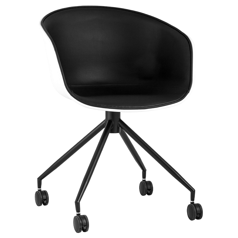 Офисное кресло из пластика с мягким сиденьем Eggshell Black Черный Белый Офисное кресло из пластика с мягким сиденьем Eggshell Black Черный Белый в Самаре | Loft Concept