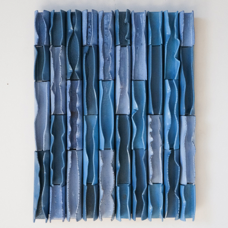 Объемное Панно Vertical Blue Rhythmic Waves Синий в Самаре | Loft Concept 