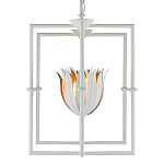 Люстра белая прямоугольная с абажурами в виде цветков тюльпана White Tulips варинант исполнения - 3 | Loft Concept в Самаре