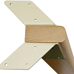 Обеденный стол с прямоугольной бежевой столешницей из стекла на 4-х деревянных ножках Beige Marble варинант исполнения - 5 | Loft Concept в Самаре