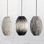 Подвесной светильник вертикальной овальной формы украшенный белыми круглыми бусинами Gradient Oval Pendant Lamp White варинант исполнения - 6 | Loft Concept в Самаре