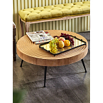 Журнальный столик с круглой фактурной столешницей из натурального дерева Vortex варинант исполнения - 6 | Loft Concept в Самаре