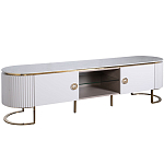 Тумба под телевизор белая овальная с мраморной столешницей Thoroughbass варинант исполнения - 1 | Loft Concept в Самаре