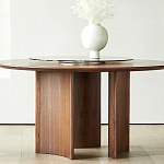 Стол обеденный круглый с двойной столешницей Walnut Wood Table варинант исполнения - 4 | Loft Concept в Самаре