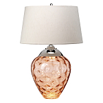 Настольная лампа с фактурным стеклянным основанием красного цвета с хромированной деталью у горловины и белым абажуром из искусственного шёлка Elstead Lighting варинант исполнения - 1 | Loft Concept в Самаре