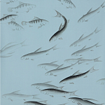 Обои ручная роспись Fishes Original colourway on Duck Egg dyed silk варинант исполнения - 2 | Loft Concept в Самаре