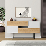 Комод c 2-мя белыми дверцами и 2-мя выдвижными ящиками цвета древесины EROS CONSOLE OAK WHITE варинант исполнения - 1 | Loft Concept в Самаре