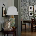 Настольная лампа бирюзовая с цветочным принтом Turquoise Flight варинант исполнения - 5 | Loft Concept в Самаре