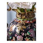 Ваза из фарфора черная с цветочной росписью и бронзовыми элементами Spring Garden варинант исполнения - 5 | Loft Concept в Самаре