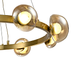 Люстра подвесная светодиодная с 9-ю круглыми плафонами коньячного цвета Iona Chandelier Brass  варинант исполнения - 3 | Loft Concept в Самаре