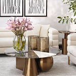 Дизайнерский журнальный стол с круглой столешницей на 3-х геометрических ножках Lehumod варинант исполнения - 3 | Loft Concept в Самаре