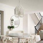 Люстра белая с несколькими ярусами деревянных палочек Bright Wooden Chandelier варинант исполнения - 6 | Loft Concept в Самаре