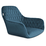 Барный стул со спинкой и подлокотниками на 4-х деревянных ножках Douglas Rhombus Синий Велюр варинант исполнения - 2 | Loft Concept в Самаре