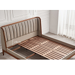 Кровать двуспальная с мягким изголовьем Moon Walnut Bed варинант исполнения - 9 | Loft Concept в Самаре