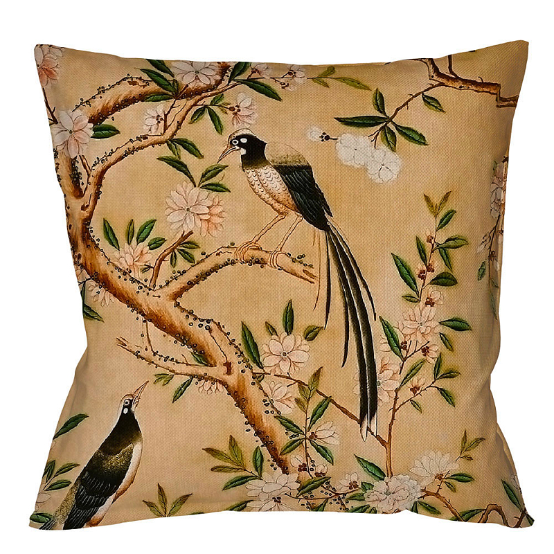Декоративная подушка Beige and Green Chinoiserie 2 Бежевый Зеленый Декоративная подушка Beige and Green Chinoiserie 2 Бежевый Зеленый в Самаре | Loft Concept