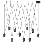 Подвесной светильник черными плафонами на длинных пересекающихся тросах Construction варинант исполнения - 7 | Loft Concept в Самаре