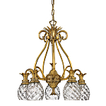 Люстра цвета латунь с 5-ю плафонами из рельефного стекла в форме ананаса Hinkley варинант исполнения - 1 | Loft Concept в Самаре