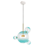 Подвесной светильник с прозрачными бирюзовыми стеклянными шарами и золотыми деталями Диаметр 43 Giopato & Coombes варинант исполнения - 1 | Loft Concept в Самаре
