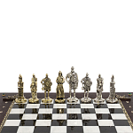 Шахматы в ларце из натуральных камней Долерит Малахит Мрамор Decorative Thematic Chess Русь варинант исполнения - 4 | Loft Concept в Самаре