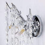 Бра цвета хром с ветвями и прозрачными стеклянными подвесками в виде вытянутых спиральных капель Droplet Chandelier варинант исполнения - 6 | Loft Concept в Самаре