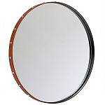 Зеркало овальное в металлической раме с кожаной отделкой Loft in Reflection варинант исполнения - 1 | Loft Concept в Самаре