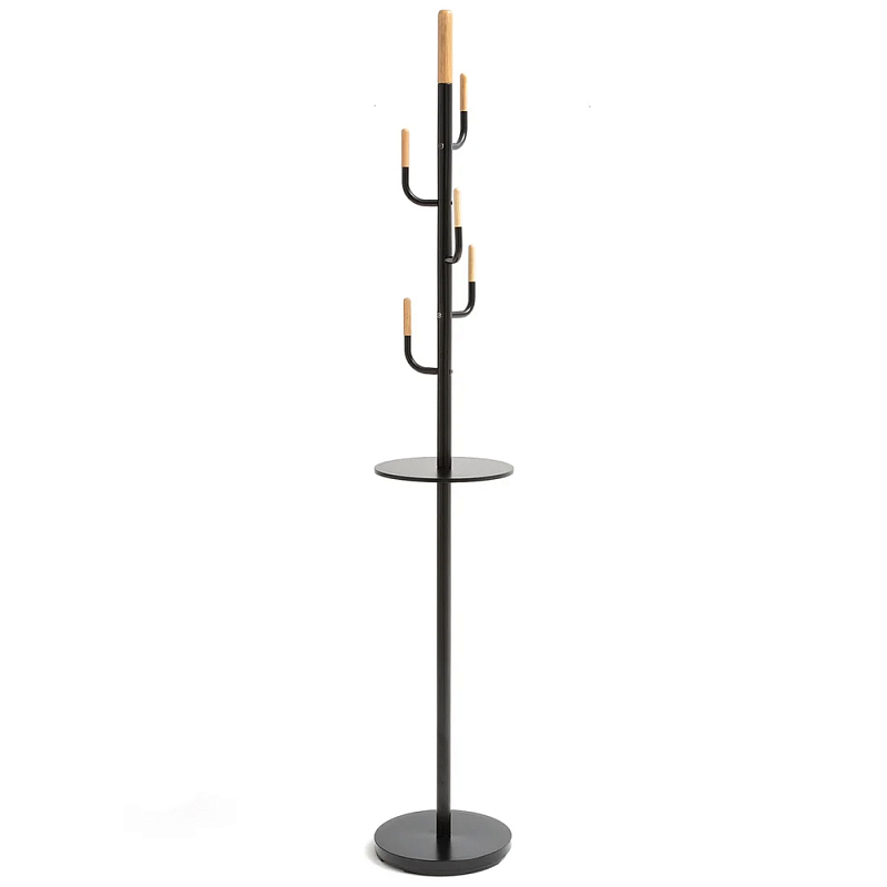 Напольная вешалка из металла и дерева Polly Floor Hanger Черный Древесина Напольная вешалка из металла и дерева Polly Floor Hanger Черный Древесина в Самаре | Loft Concept